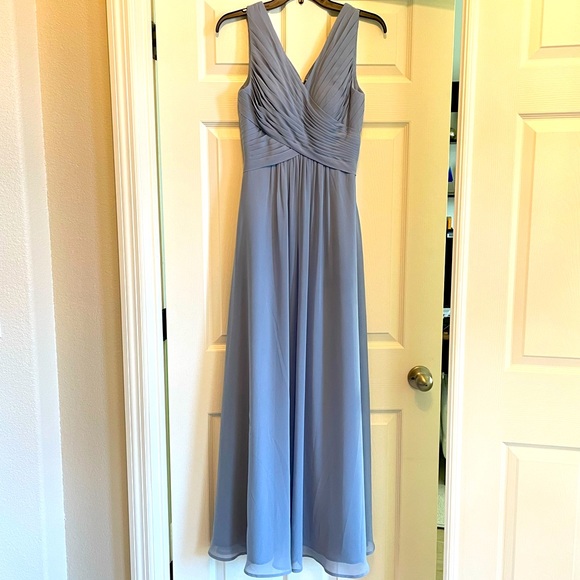 Azazie Dusty Blue Flora Dress - Picture 3 of 7